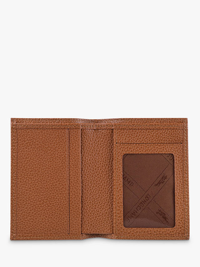 Longchamp Le Foulonné Leather Bi-Fold Card Holder, Caramel at John