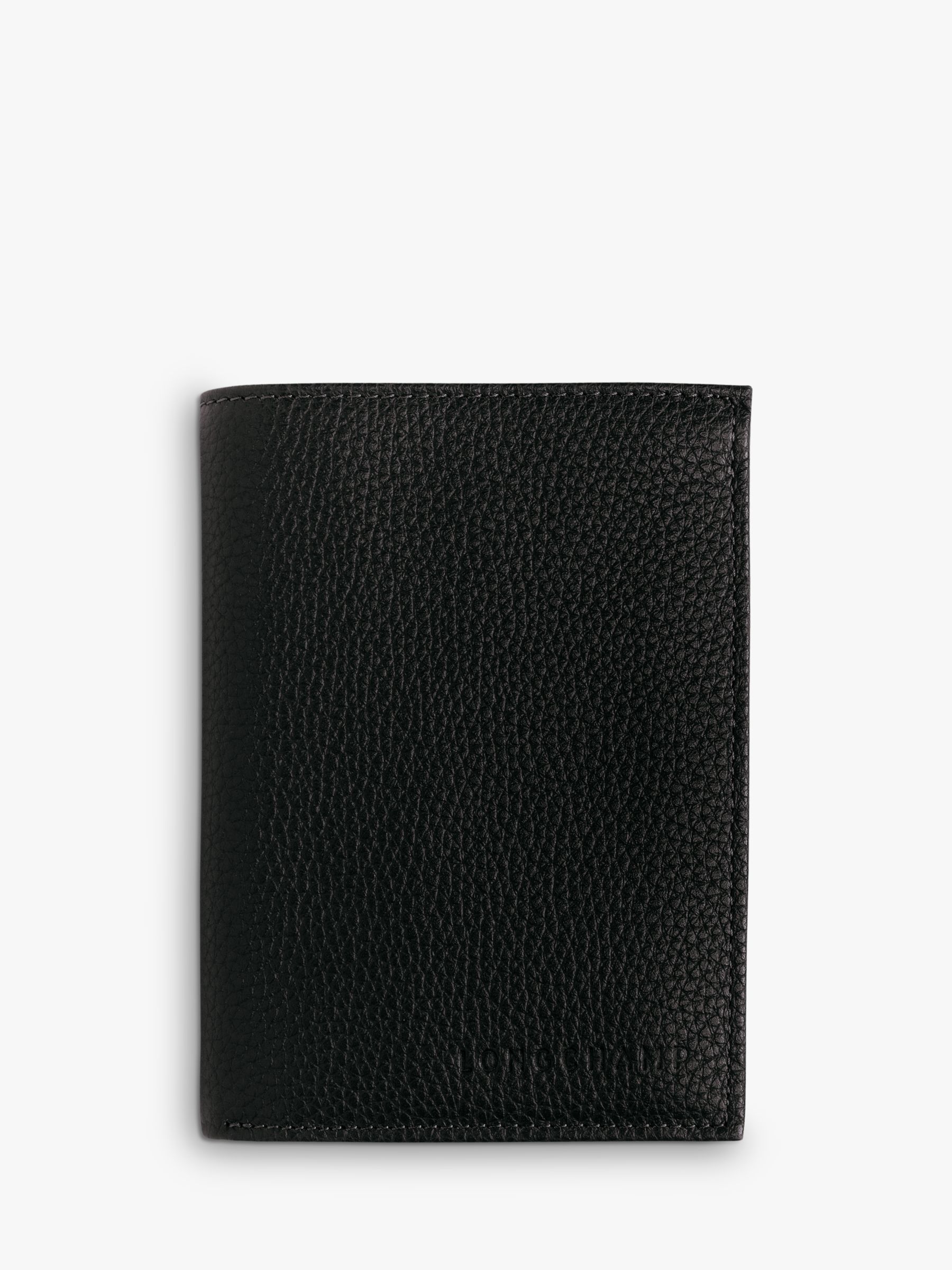 Longchamp Le Foulonné Leather Tri-Fold Wallet, Black