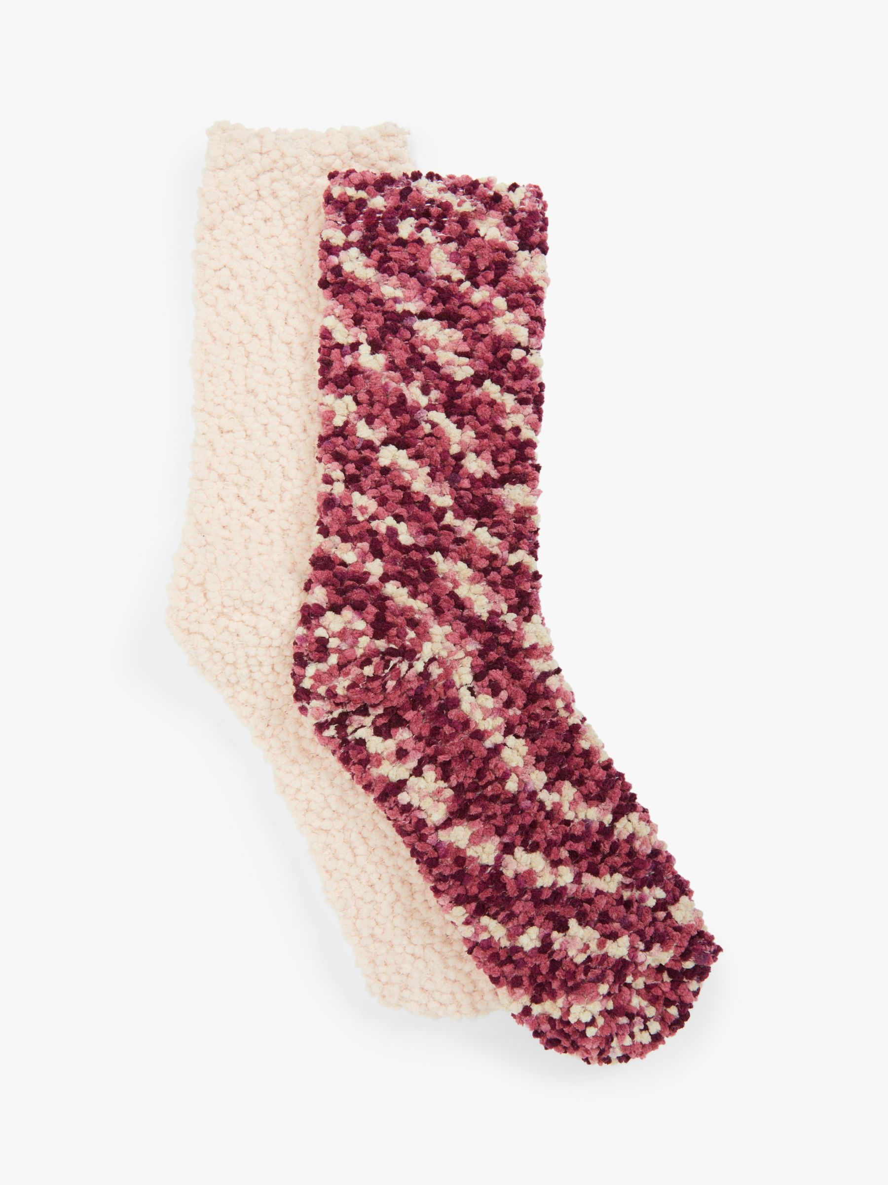 John Lewis & Partners Popcorn Fleece Ankle Socks, Pack of 2