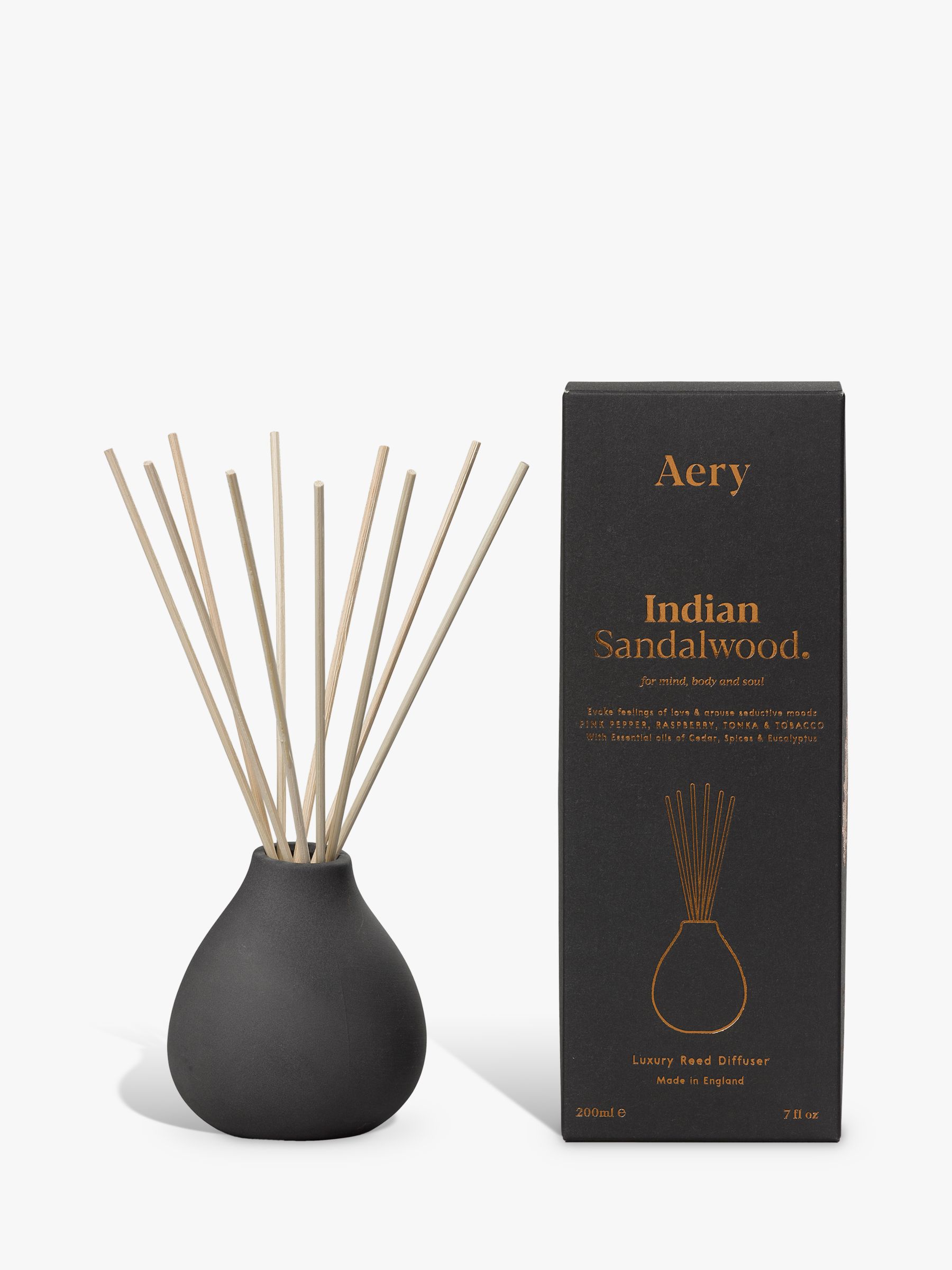 Aery Ceramic Indian Sandalwood Reed Diffuser, 200ml at John Lewis ...