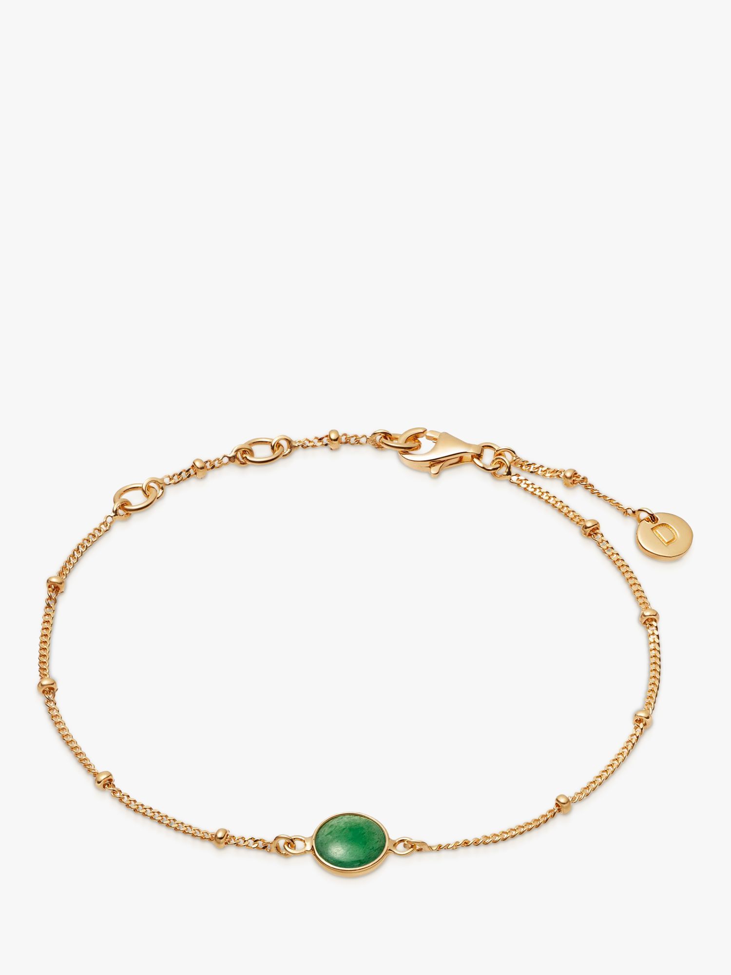 Daisy London Aventurine Charm Chain Bracelet, Gold/Green at John Lewis ...