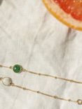 Daisy London Aventurine Charm Chain Bracelet, Gold/Green
