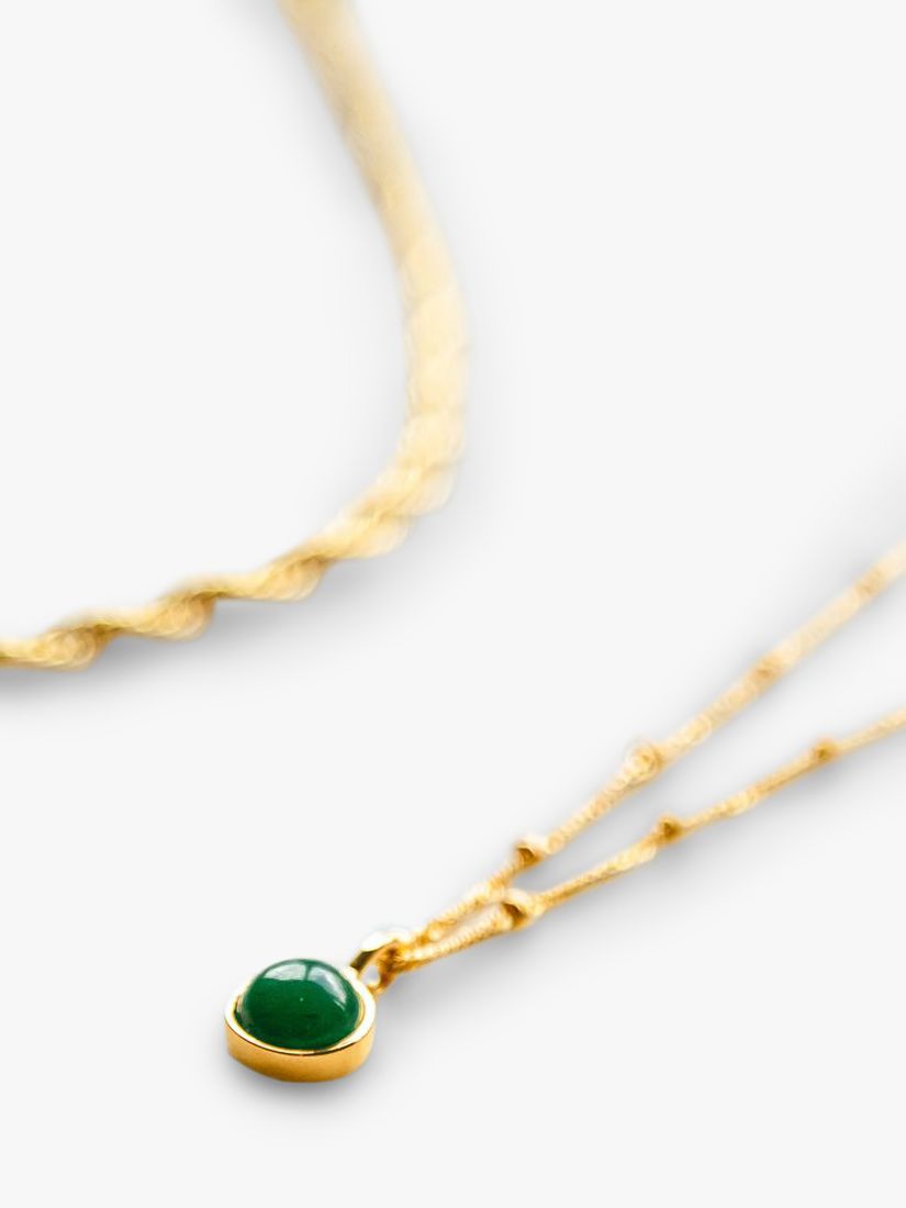 Daisy London Healing Stone Pendant Necklace, Gold/Aventurine