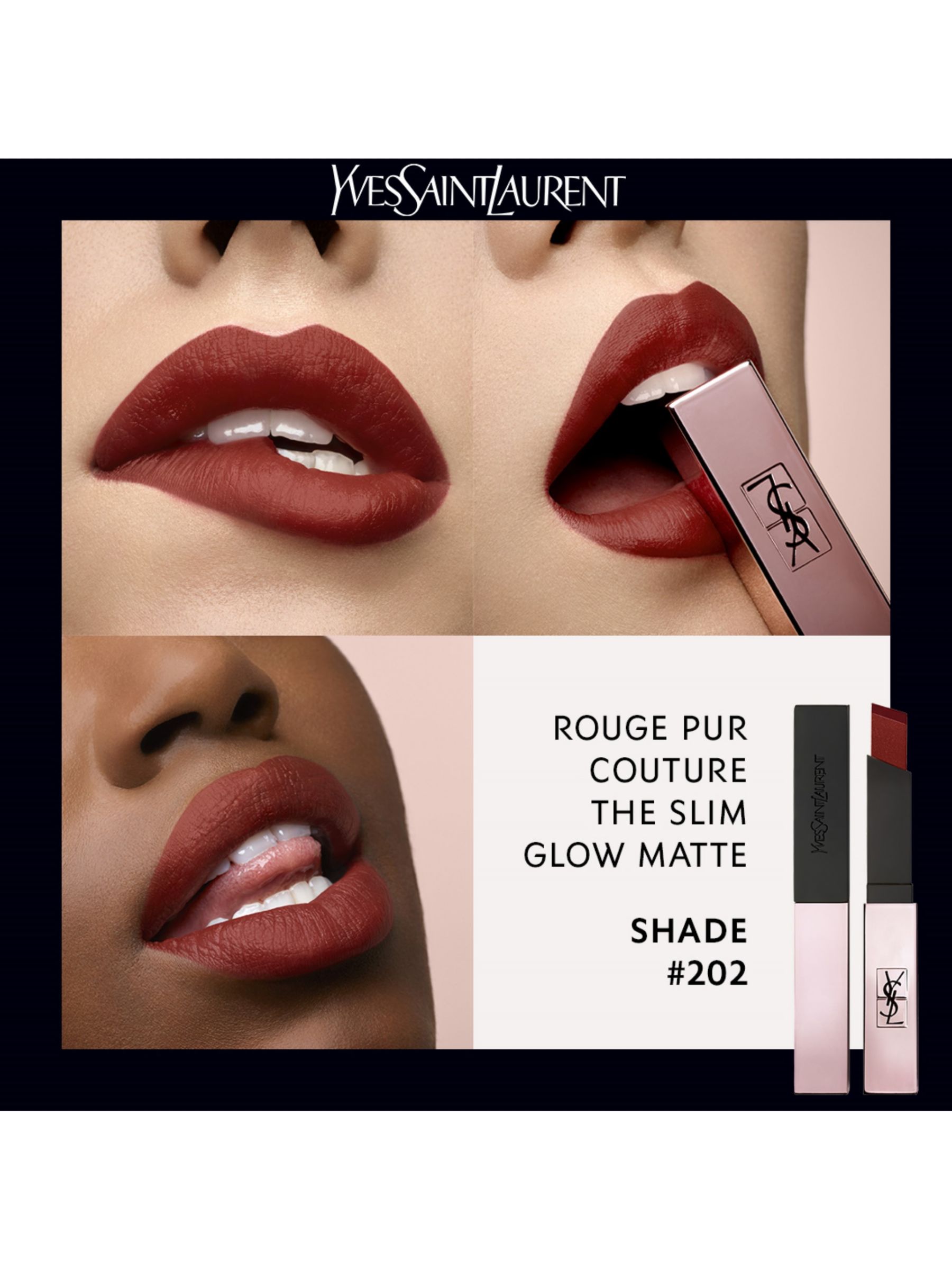 YSL Rouge Pur Couture The Slim Glow Matte Lipstick ~202 Insurgent Red~  [BNIB]