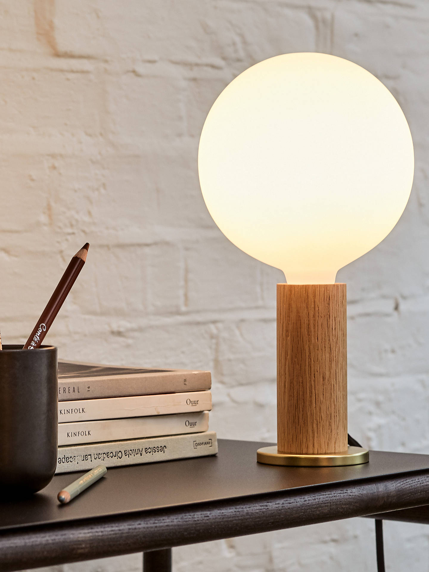 Tala Knuckle Table Lamp with Sphere IV 8W ES LED Dim to Warm Globe Bulb at John Lewis & Partners