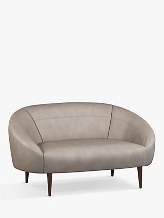 Curved Range, John Lewis & Partners Curved Small 2 Seater Leather Sofa, Dark Leg, Nature Putty