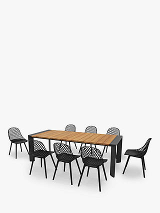 KETTLER Cosmo 8-Seater Garden Dining Table & Chairs Set, FSC-Certified (Teak Wood), Natural/Black