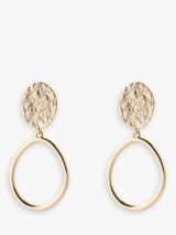 Tutti & Co Textured Oval Drop Earrings, Gold