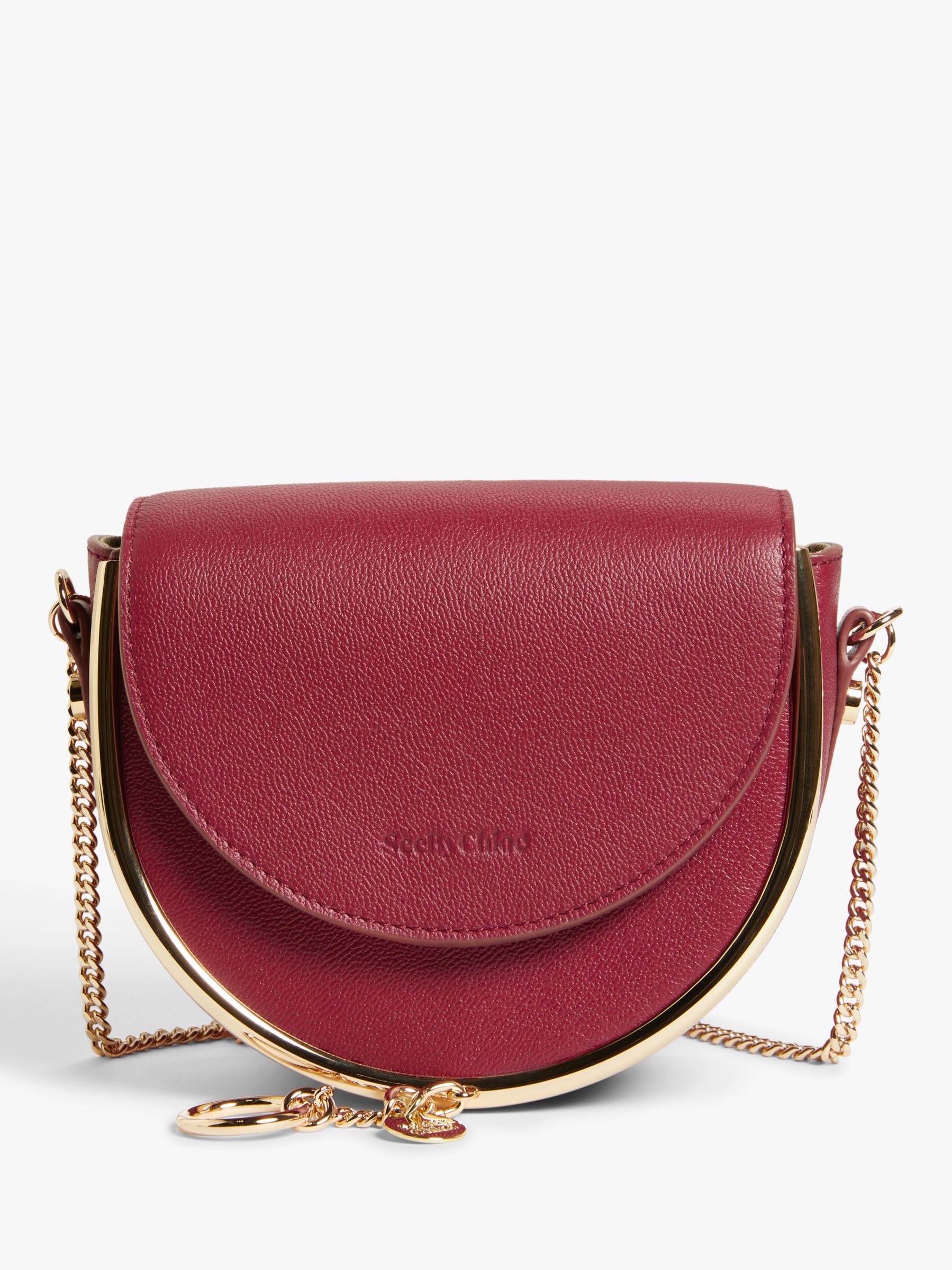 See By Chloé Mara Mini Chain Leather Cross Body Bag, Smoked Red at John ...