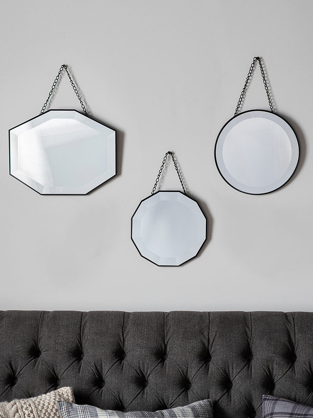 Gallery Direct Haines Bevelled Glass Frame Hanging Mirrors, Set of 3, Clear/Black
