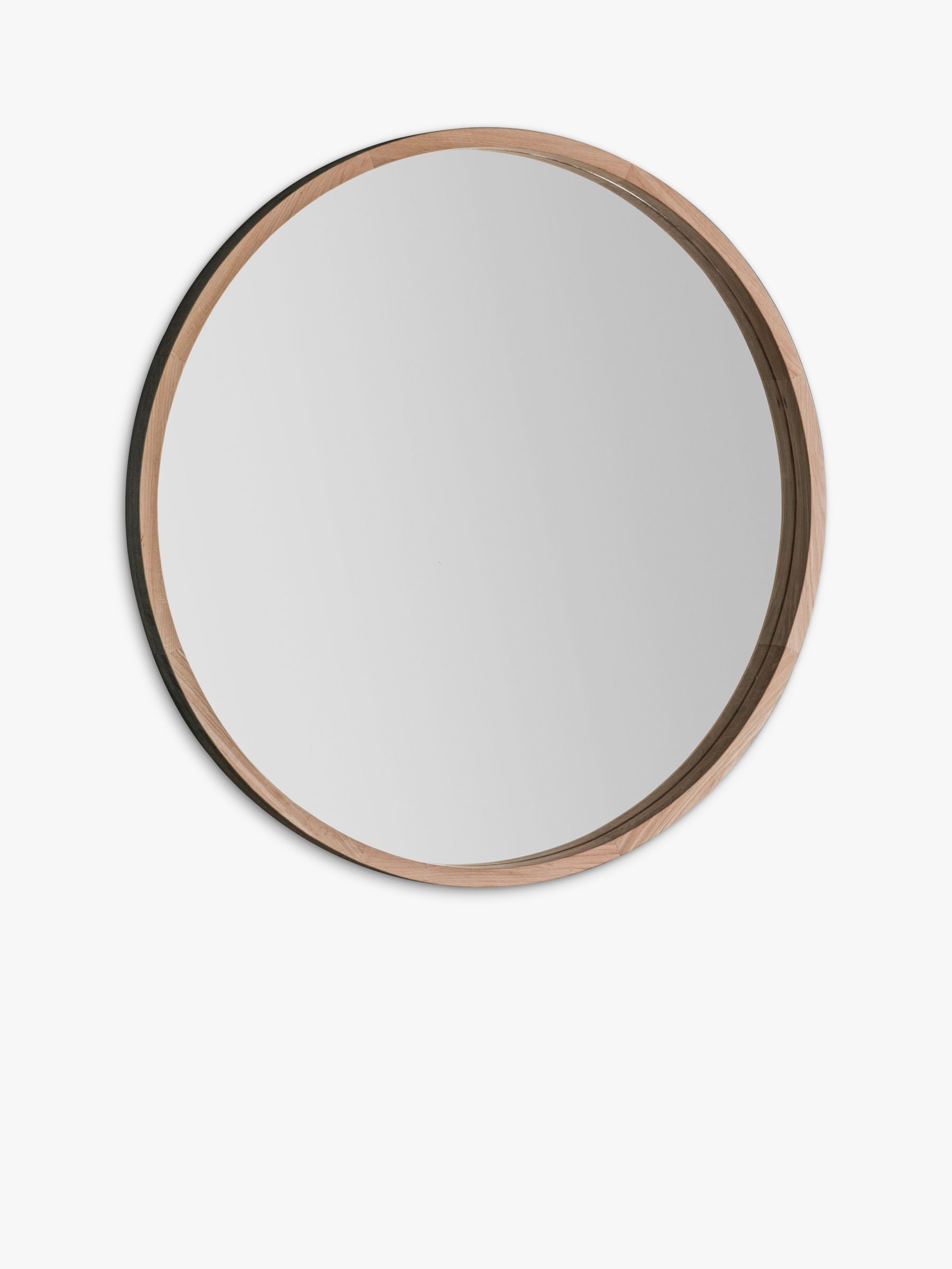 Bowman Large Round Oak Wood Frame, Large Round Mirror With Natural Wood Frame