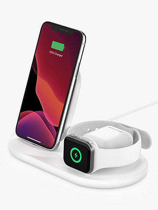 Belkin 3-in-1 Wireless Dock Charger for Apple Watch, iPhone and AirPods, White