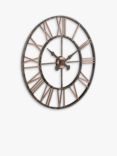 Lascelles Analogue Skeleton Roman Numeral Outdoor Wall Clock, 70cm, Copper