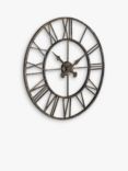 Lascelles Analogue Skeleton Roman Numeral Outdoor Wall Clock, 70cm, Bronze