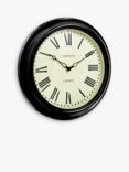 Lascelles Analogue Roman Numeral Station Outdoor Wall Clock, 45cm, Black