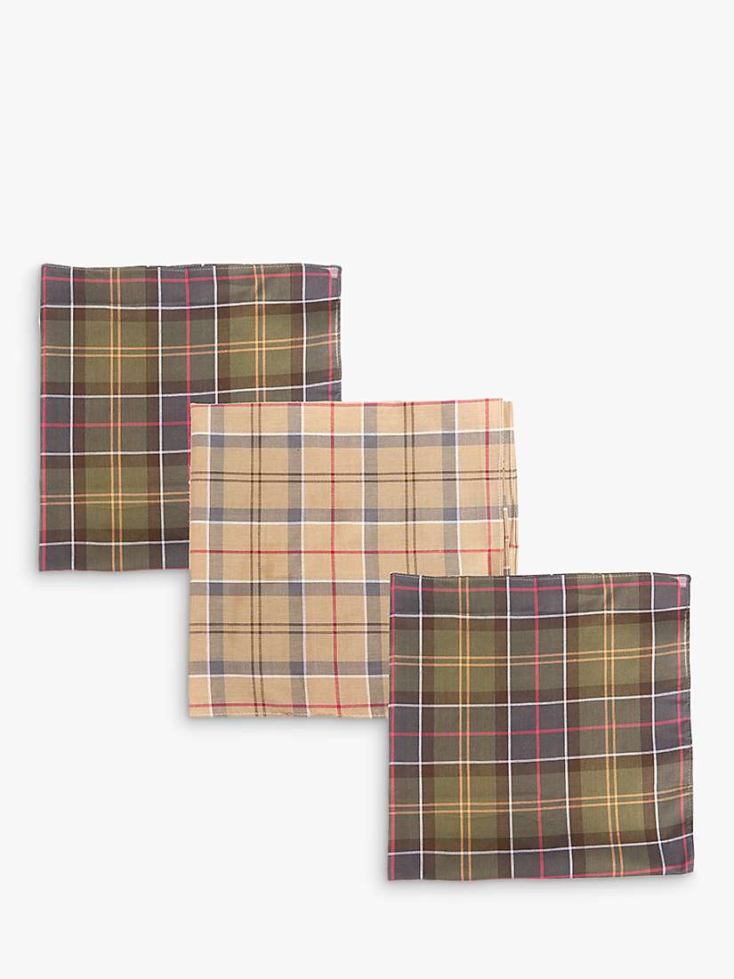 Buy Barbour Tartan Check Cotton Handkerchiefs, Pack Of 3, Green/Beige Online at johnlewis.com