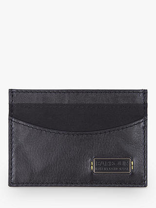 Barbour International Leather and Waxed Cotton Card Holder, Black