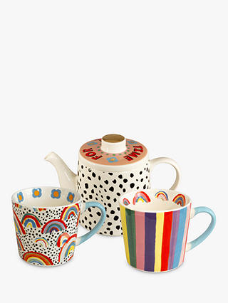 Eleanor Bowmer Time For Tea 1.6L Rainbow Teapot & 2 Mugs Set, Multi