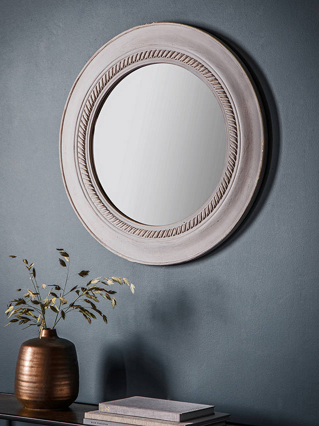Neeson Round Wood Frame Wall Mirror, 60cm, Grey