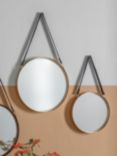 Gallery Direct Marston Round Metal Frame Hanging Mirrors with Faux Leather Straps, Set of 2, Gold