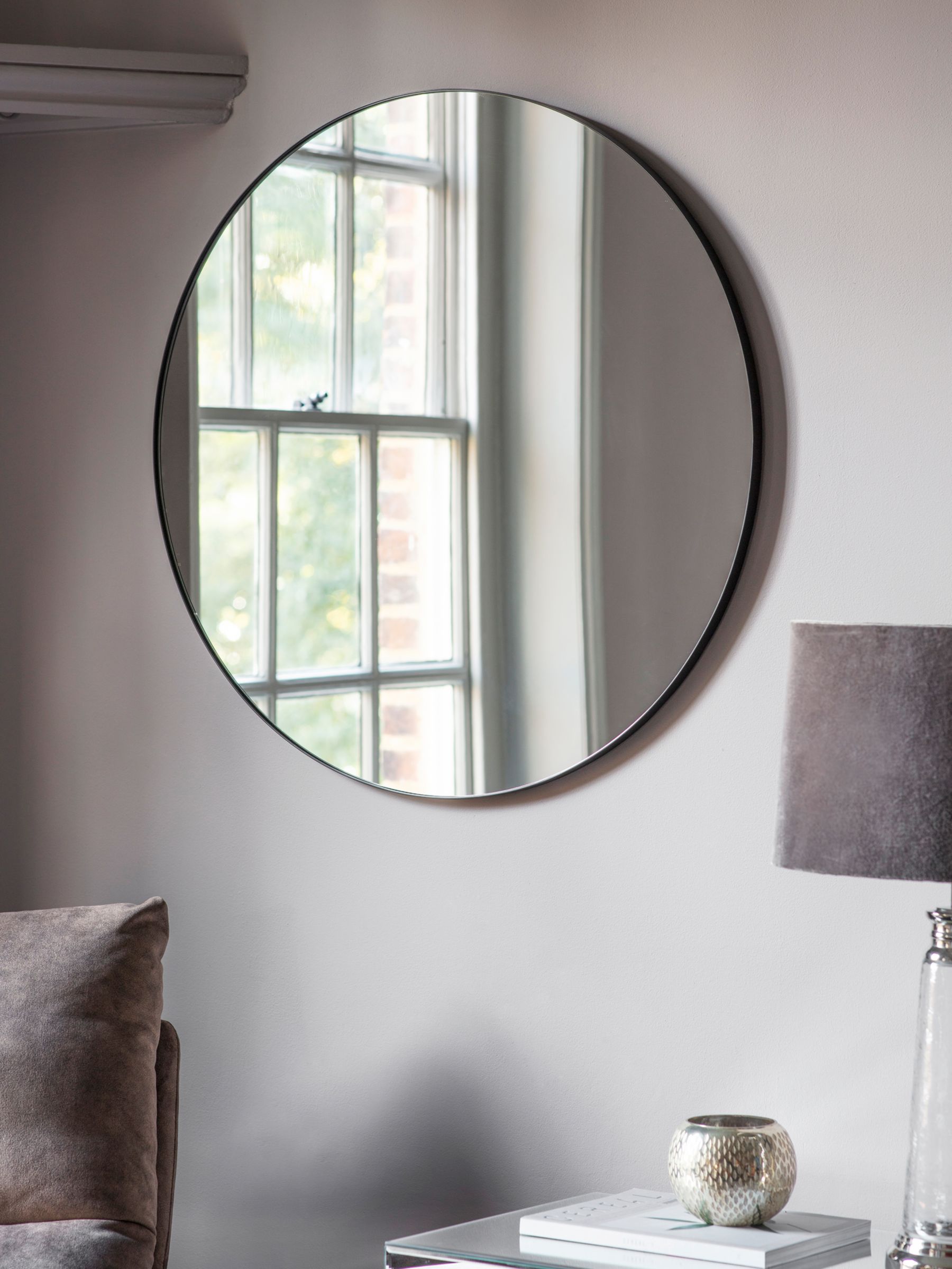 Bowie Round Metal Frame Mirror, 80cm at John Lewis & Partners