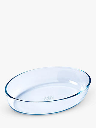 Pyrex Essentials Oval Glass Roasting Dish, 1.6L, 26cm, Clear