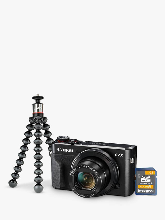 johnlewis.com | Canon PowerShot G7 X Mark II Digital Camera, HD 1080p, 20MP, 4.2X Optical Zoom, DIGIC 7 Processor, NFC, Wi-Fi, 3” LCD Screen, Vlogger Kit with Joby Gorillapod & Memory Card