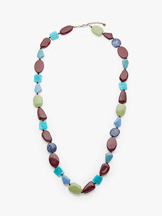One Button Long Beaded Necklace, Damson/Green