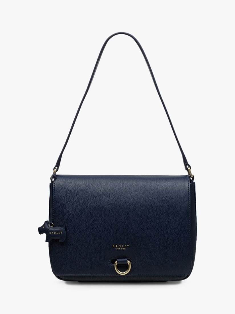 blue leather shoulder bag