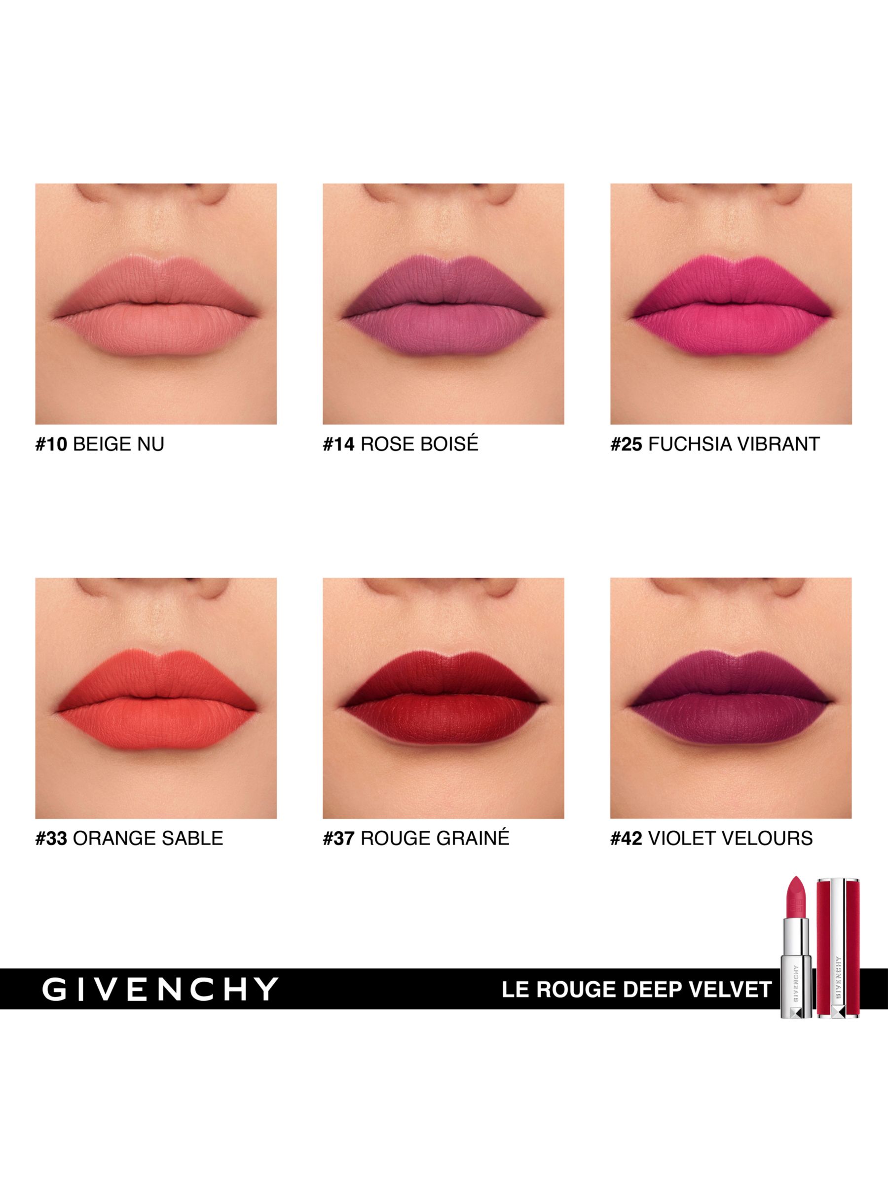 Givenchy Le Rouge Deep Velvet Lipstick, 37 Rouge Grainé at John Lewis &  Partners