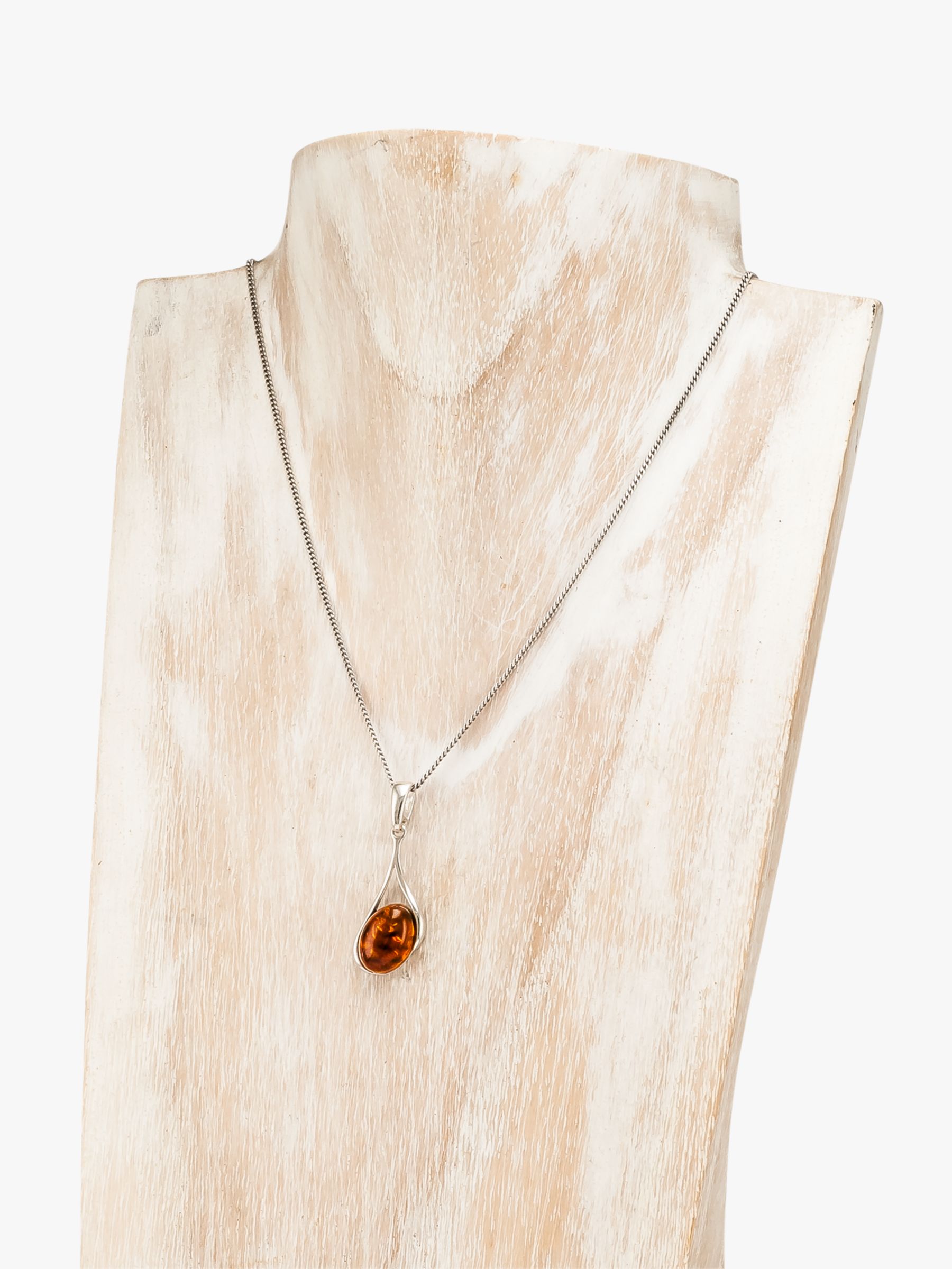 Be-Jewelled Amber Sterling Silver Pendant Necklace, Cognac