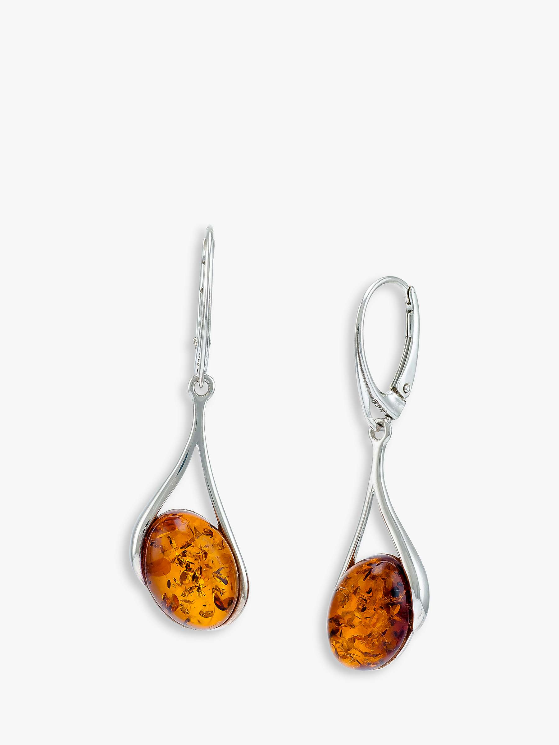 Buy Be-Jewelled Amber Sterling Silver Drop Earrings, Cognac Online at johnlewis.com