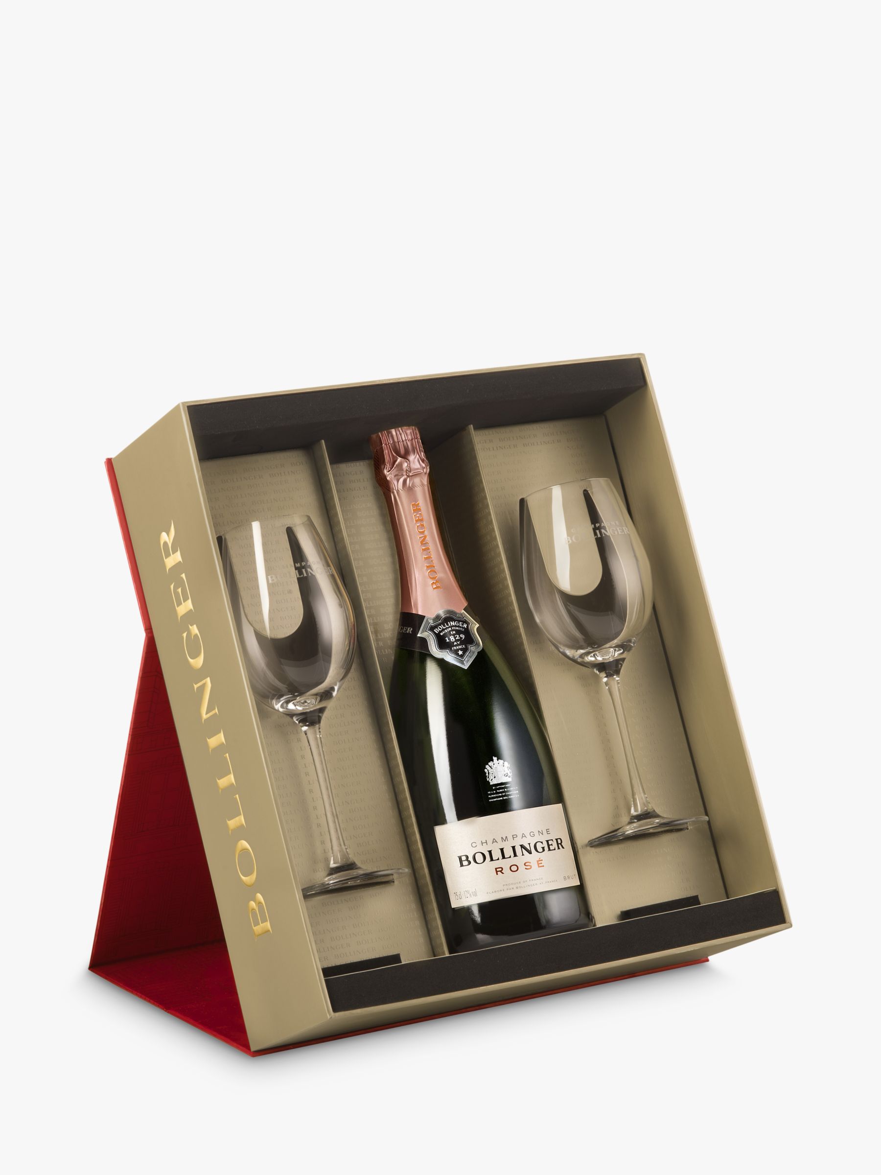 Champagne Bollinger Rose with 2x Glasses, 75cl