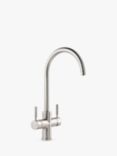 Pronteau by Abode Propure Swan 4-In-1 Instant Steaming Hot & Filtered Water 2 Lever Kitchen Tap, Brushed Nickel