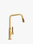 Abode Hex Single Lever Pull-Out Kitchen Mixer Tap, Antique Brass