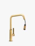 Abode Hex Single Lever Pull-Out Kitchen Mixer Tap, Antique Brass