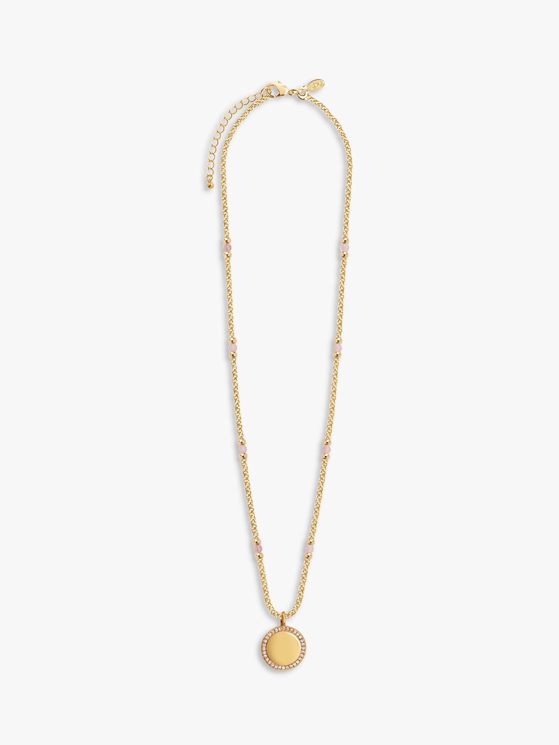 Joma Jewellery Wellness Gems Rose Quartz Pendant Necklace, Gold