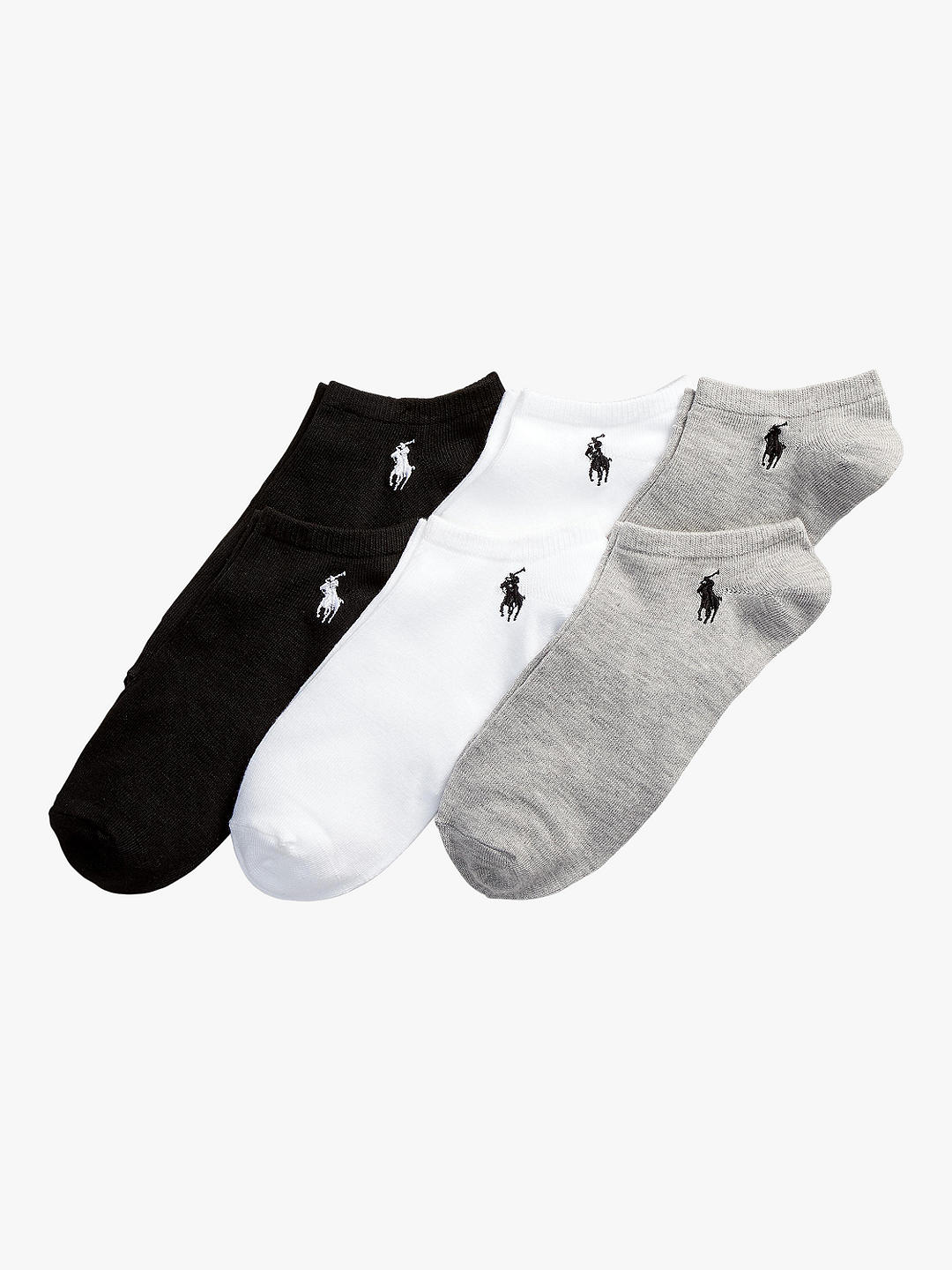 Polo Ralph Lauren Low Cut Logo Trainers Socks, Pack of 6, Grey/ Multi