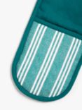 John Lewis Striped Cotton Double Oven Glove, Teal