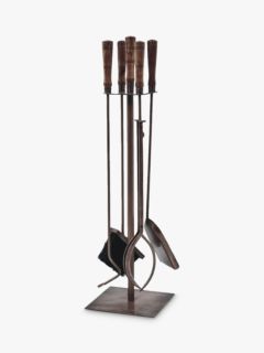 Ivyline Fireplace Tools Set Round, Antique Copper