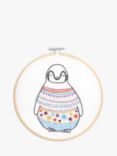 Hawthorn Handmade Baby Penguin Embroidery Hoop, 7", White Ivory