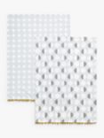 ANYDAY John Lewis & Partners Simple Spot Print Cotton Tea Towels, Pack of 2, Grey