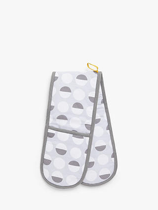 John Lewis ANYDAY Simple Spot Print Double Oven Glove, Grey