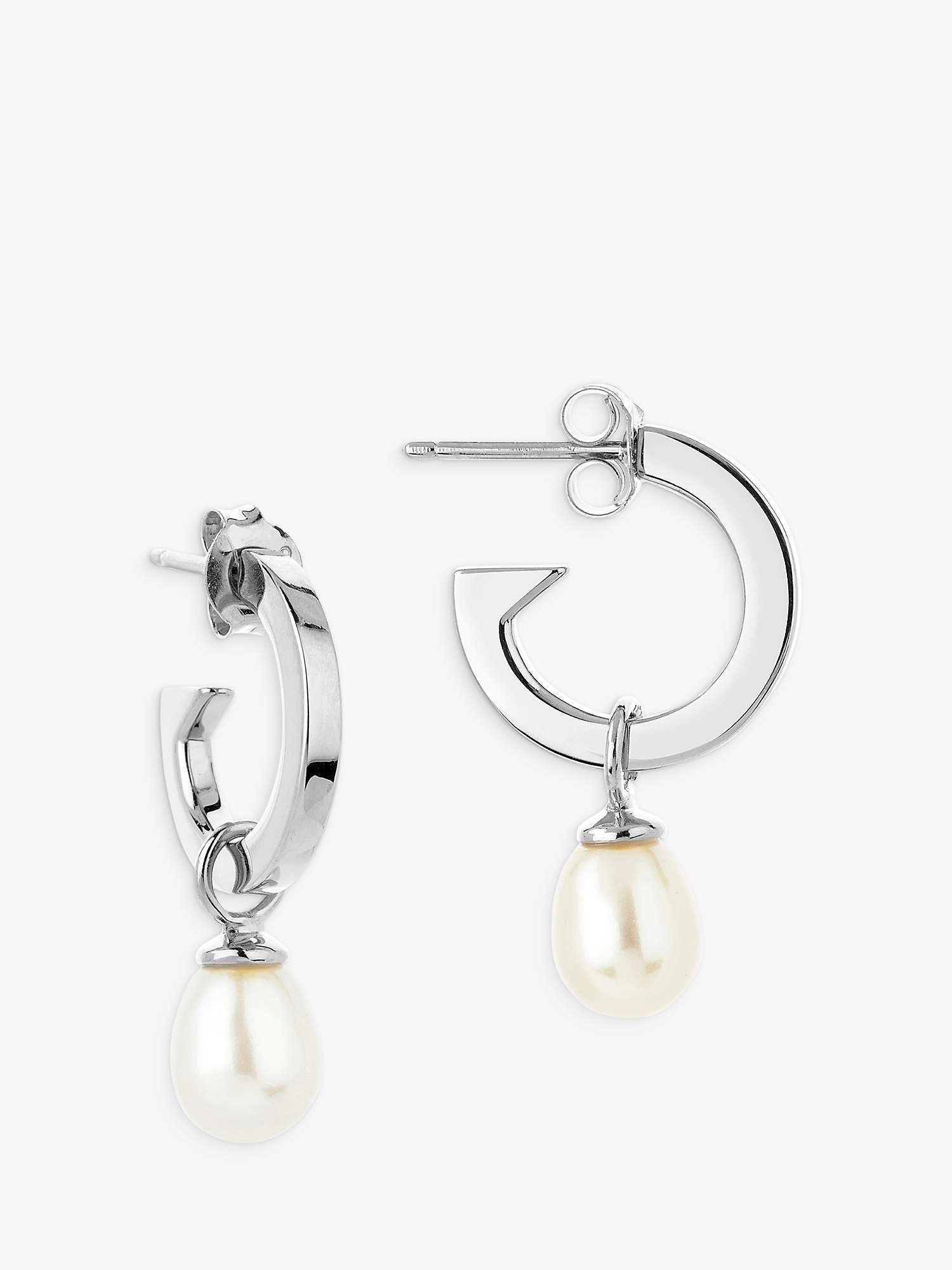 Buy Claudia Bradby Freshwater Pearl Drop Hoop Earrings, Silver/White Online at johnlewis.com