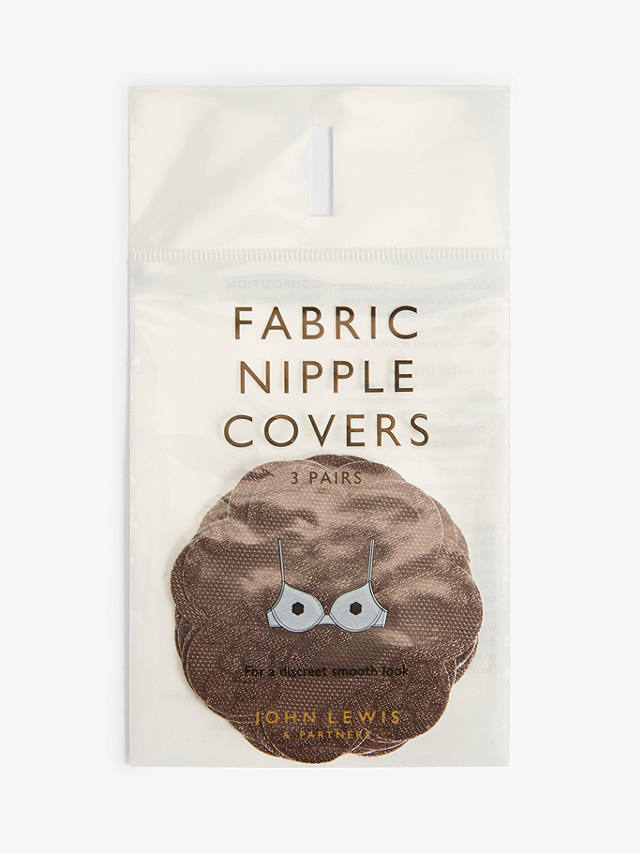 John Lewis 3 Pack Fabric Nipple Covers, Dark Brown