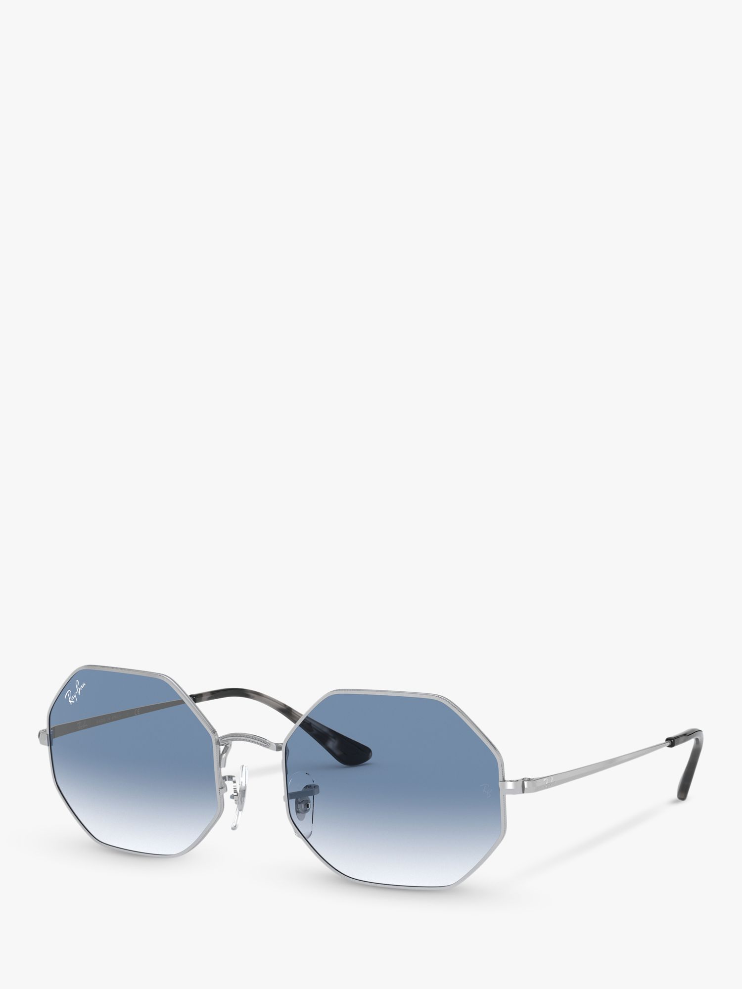 Ray-Ban RB1972 Unisex Octagonal Sunglasses, Silver/Blue Gradient at ...