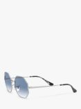 Ray-Ban RB1972 Unisex Octagonal Sunglasses, Silver/Blue Gradient