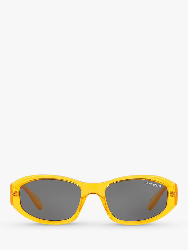 Arnette AN4266 Men's Polarised Rectangular Sunglasses, Transparent Yellow/Grey