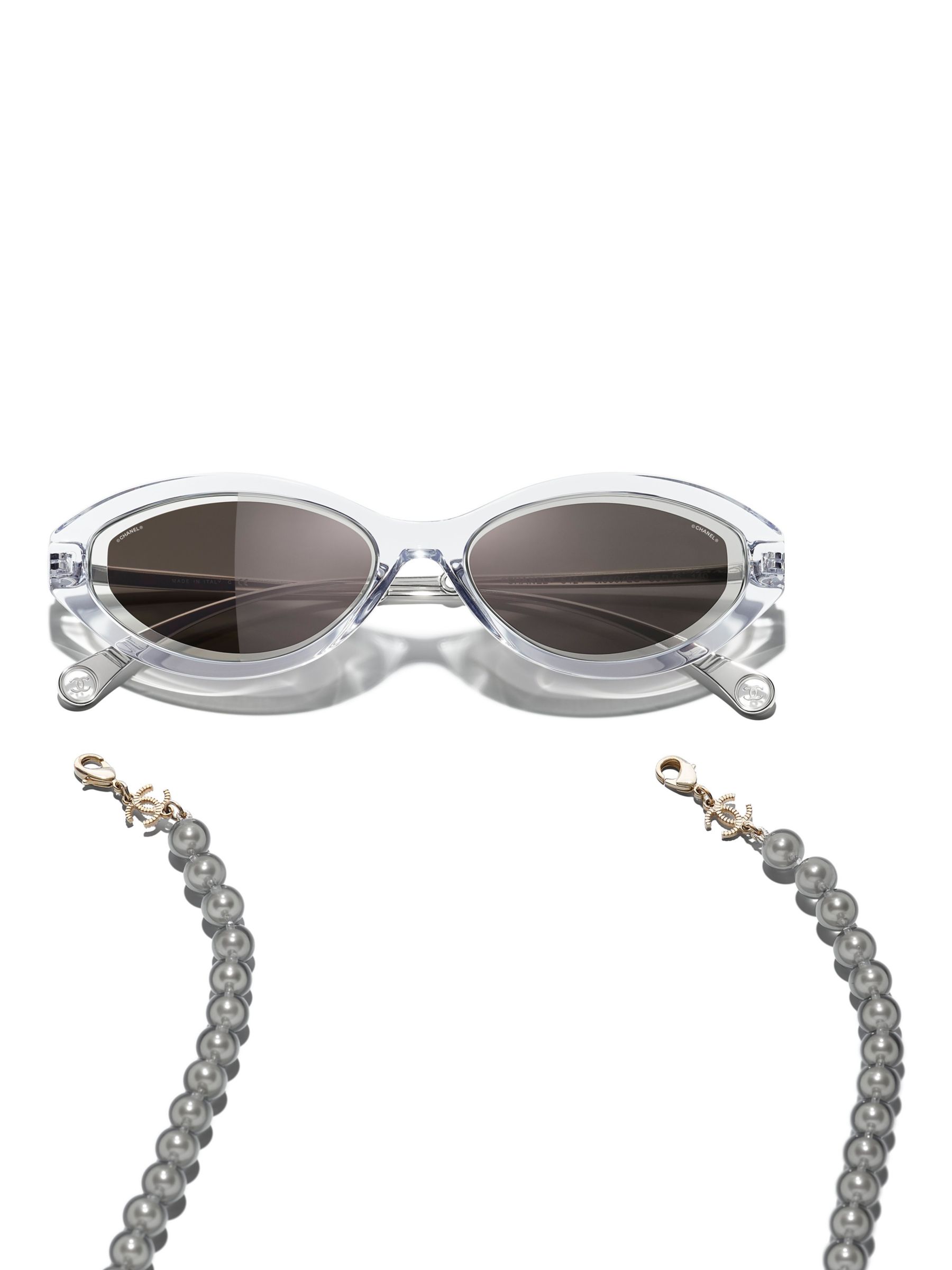 CHANEL Irregular Sunglasses CH5424, Crystal/Black at John Lewis & Partners