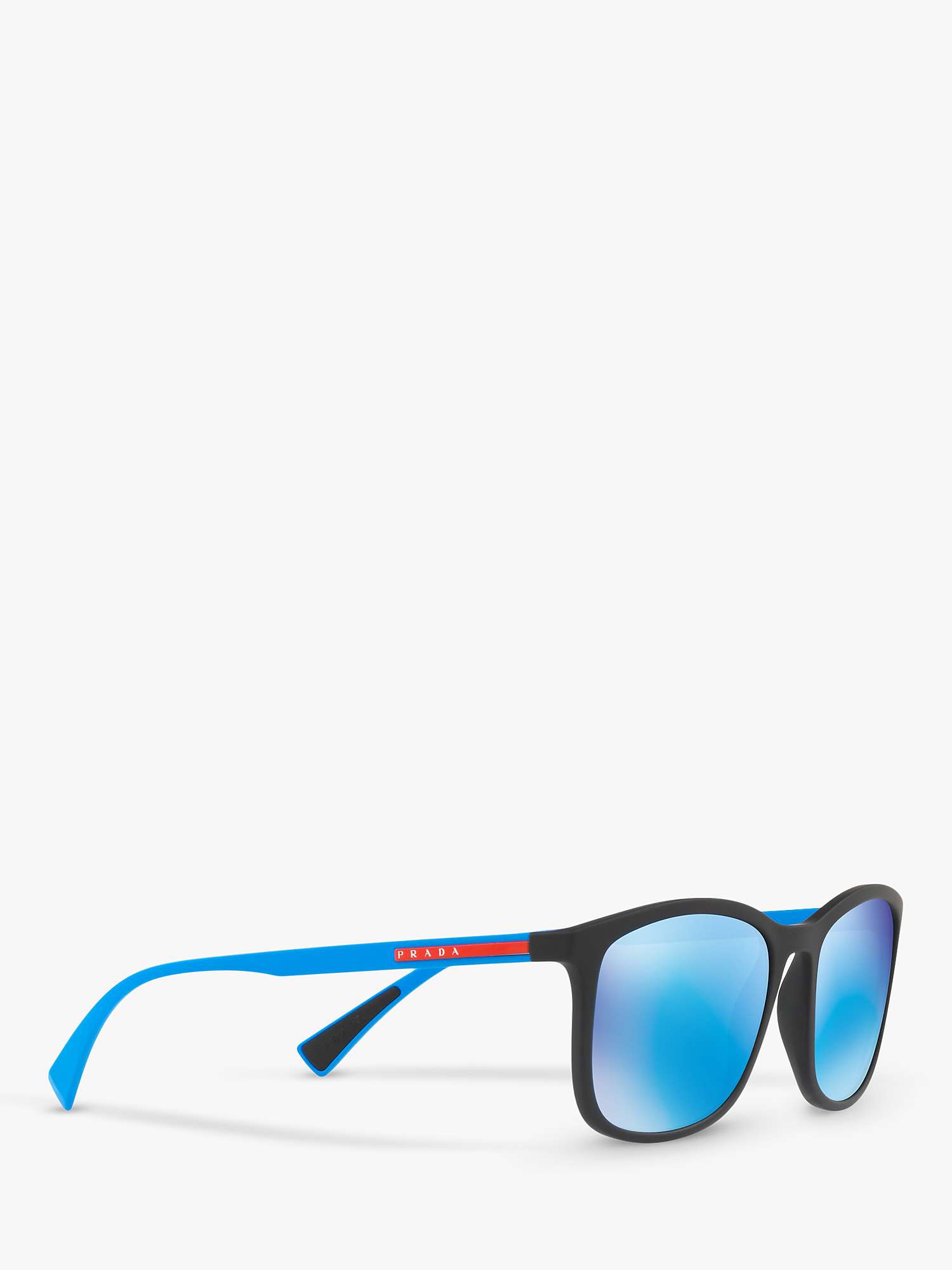 Prada Linea Rossa PS 01TS Men's Rectangular Sunglasses, Black Blue
